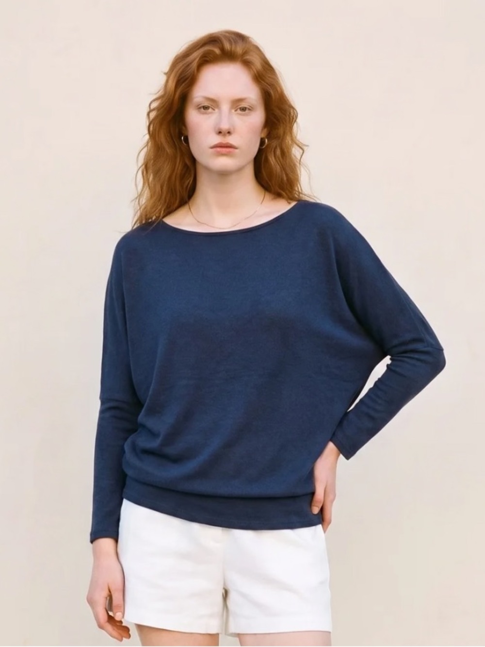 Charlotte Avery Navy Boatneck dolman Sweater